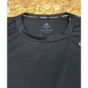Adidas Men Shirt M Black Primeblue Activewear Logo Short Sleeve